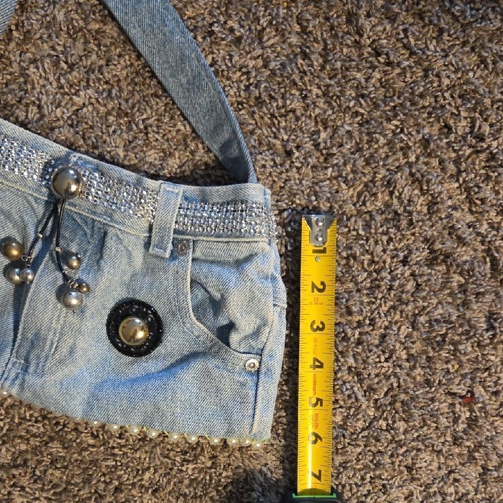 Denim Handbag with Embellishments - Picture 9 of 10